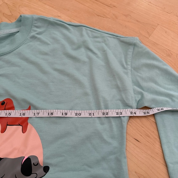 LuLaRoe Mint Green Top Live, Love, Woof Size Medium - Picture 3 of 6